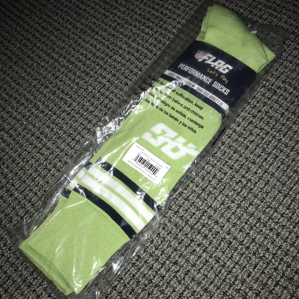NFL Flag Football Socks‎ Adult Small Medium Seattle Seahawks Green